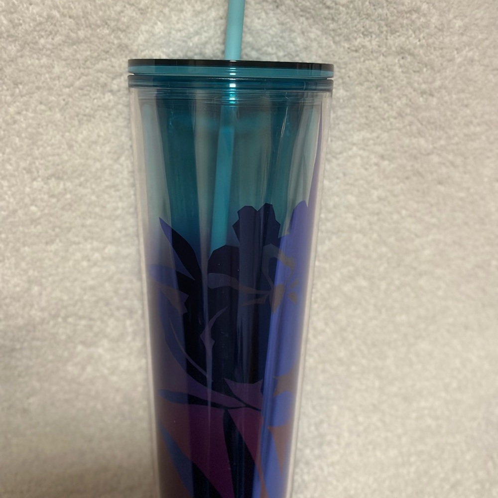 Colorful Floral Tumbler with Straw